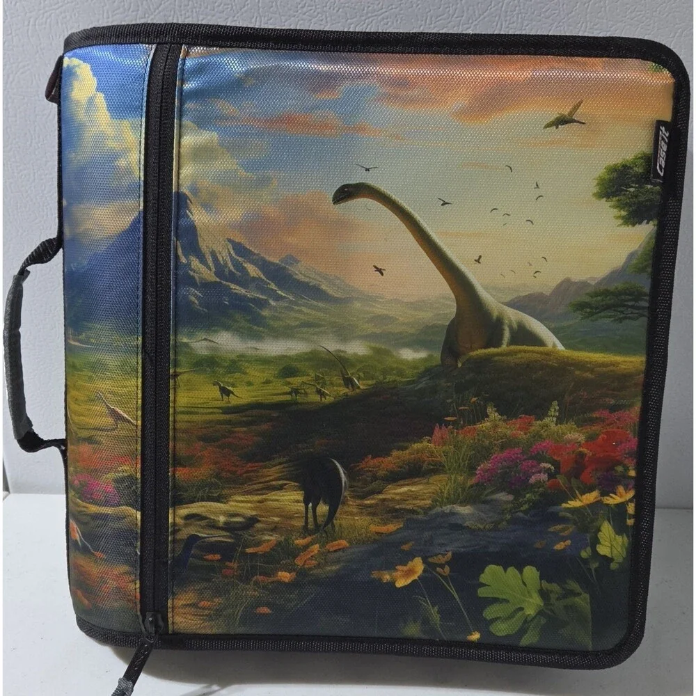 Case It Heavy Duty 3 Ring Binder Featuring Prehistoric Dinosaurs On Its Canvas